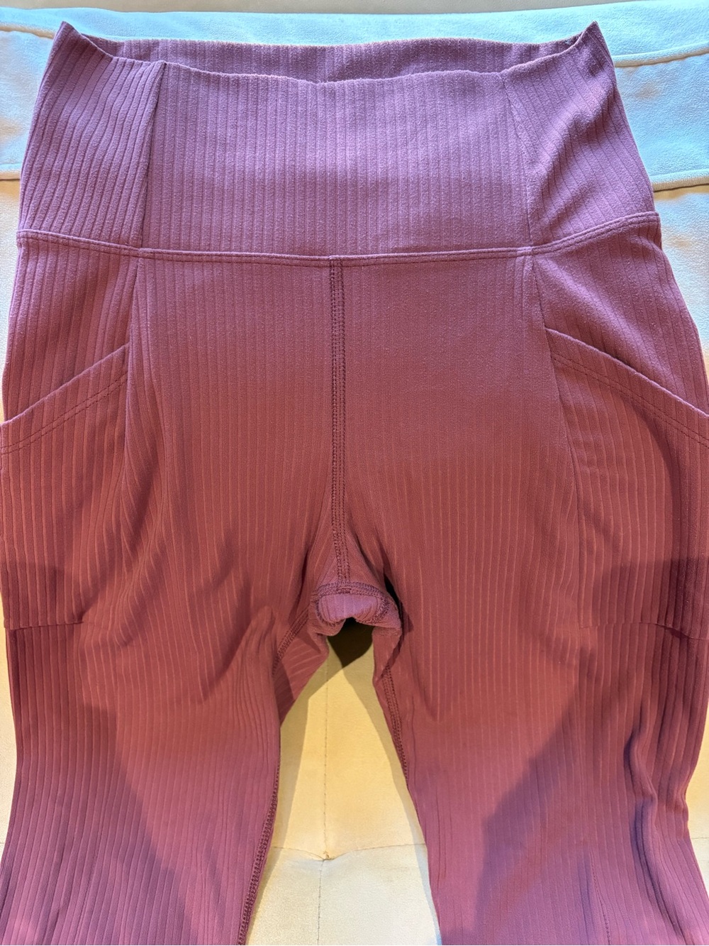 REI pink ribbed high-waist leggings
